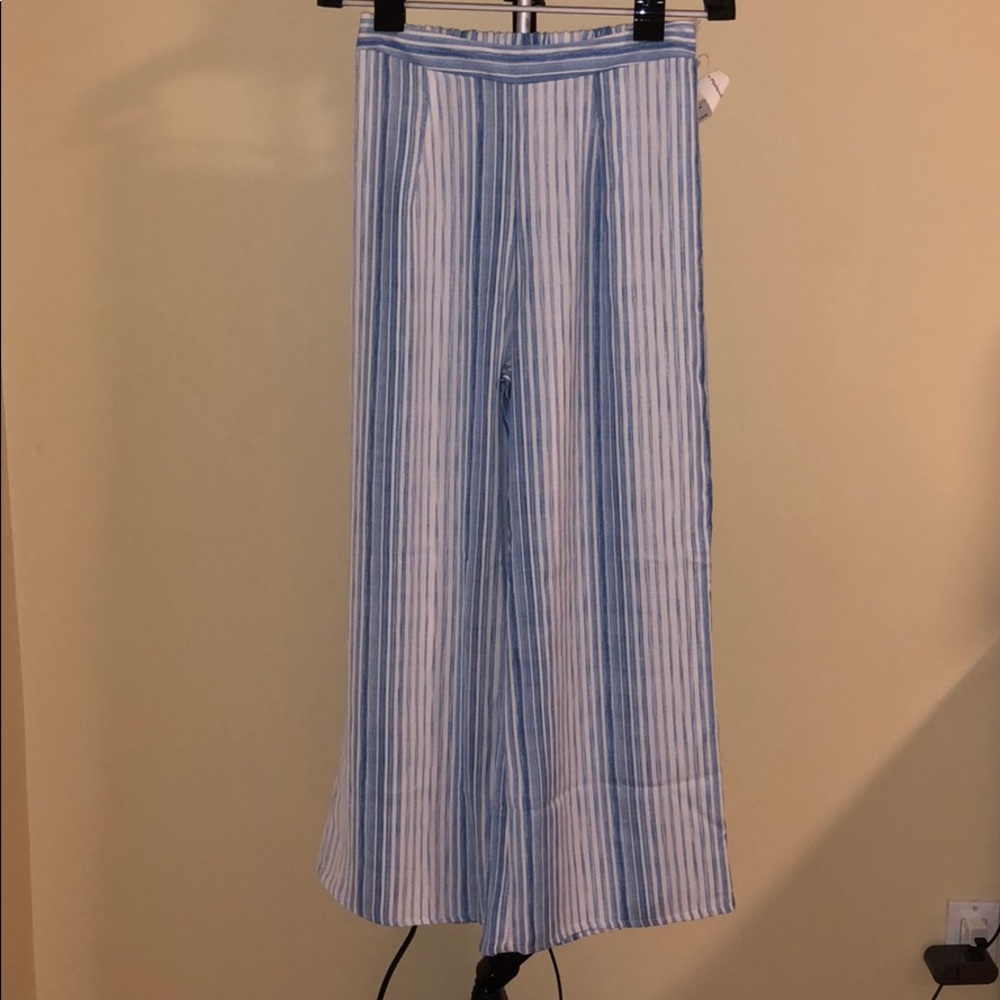 Blue and white striped pants